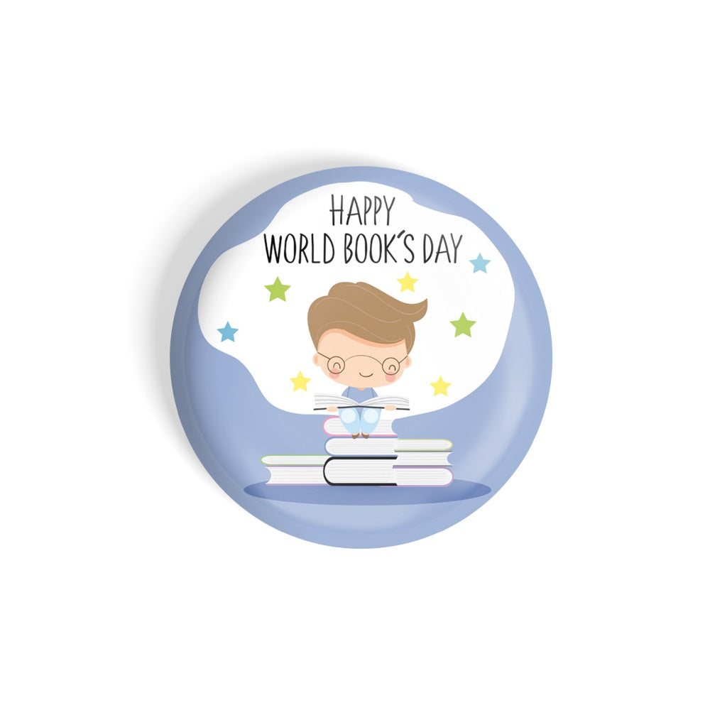 dhcrafts Round Fridge Magnet Blue World Book Day D1 Glossy Finish Design Pack of 1 (75 mm)